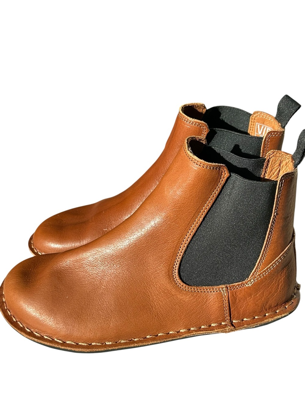 Chelsea Leather Ankle Booties in Cognac Brown - Women